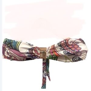 - Trina Turk  Bandeau Gold Tone Mermaid Accent Tie Back Bikini Top Women’s…